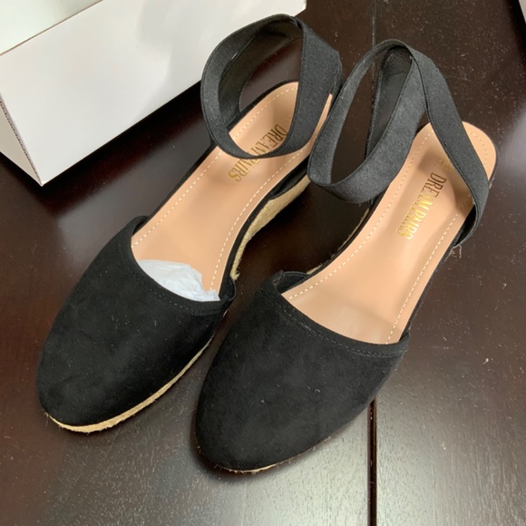 Dream Pairs Women’s Amanda-1 Sz 9 Black Closed Toe Wedge Sandals - Picture 4 of 7